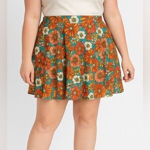 NWT M 6/8 Smak Parlour Turquoise & Pink Floral Skirt